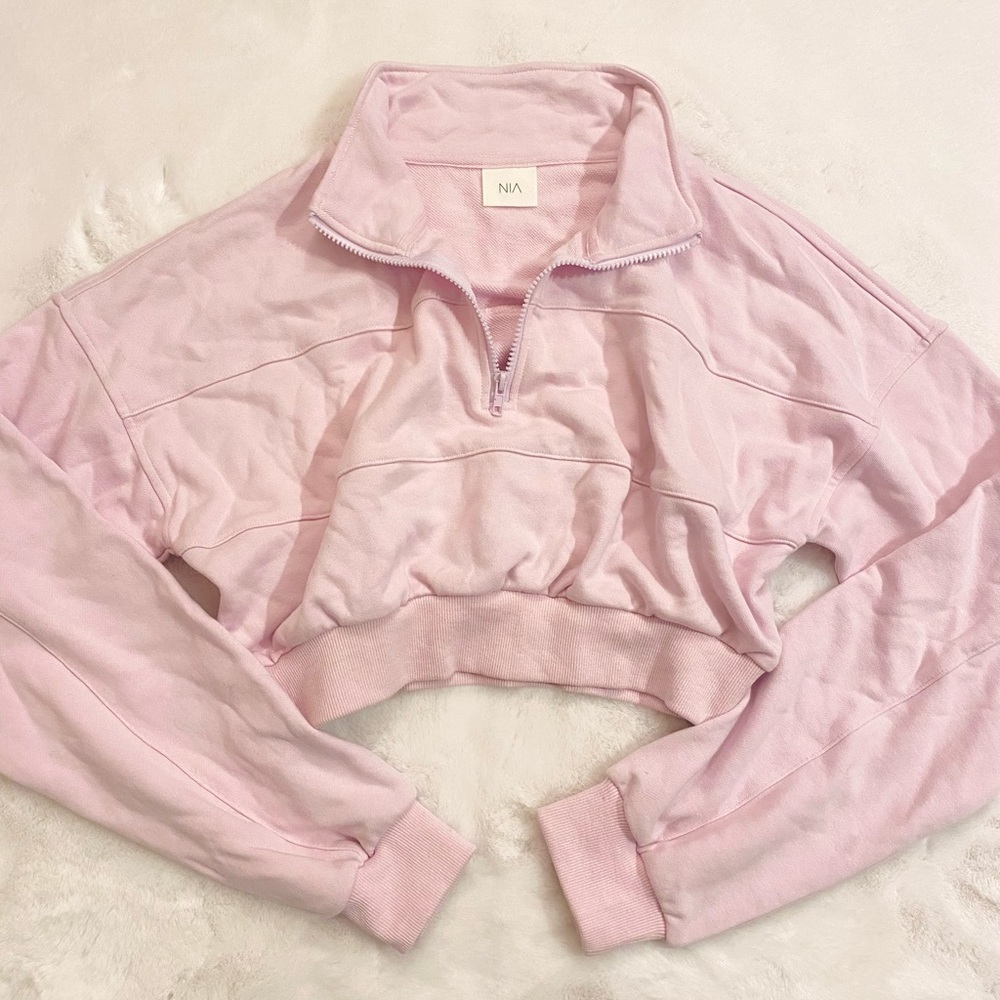 Baby Pink crop Quarterzip